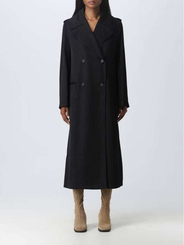 Double-Breasted Midi Coat Black - TOTEME - BALAAN 2