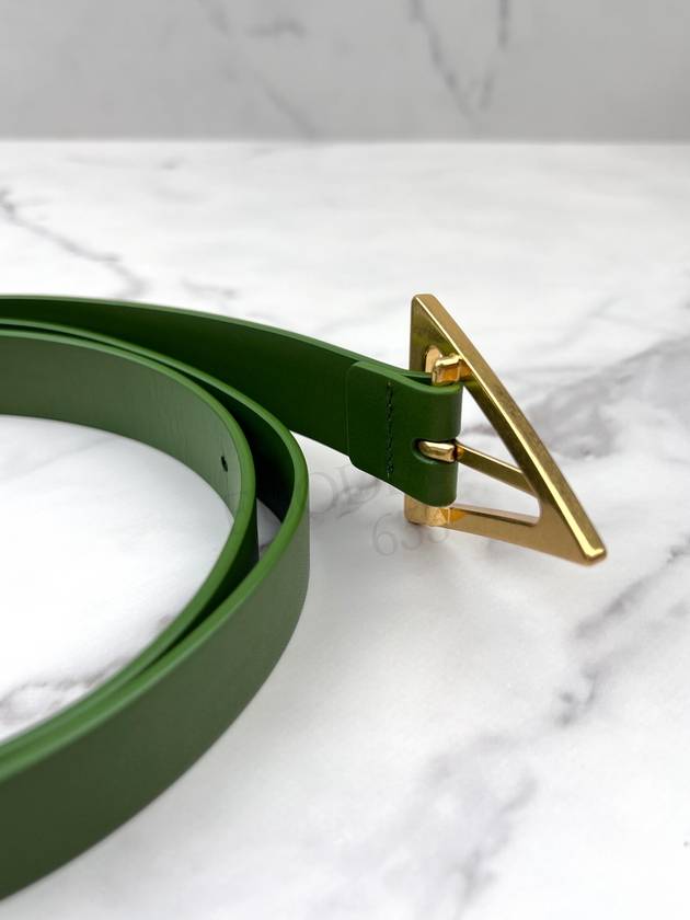 Triangle Buckle Leather Belt Green - BOTTEGA VENETA - BALAAN 10