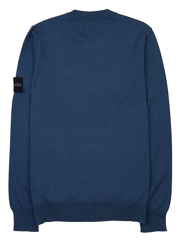 Logo Patch Knit Top Blue - STONE ISLAND - BALAAN 3