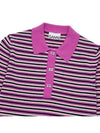 Striped Cashmere Polo Knit Top Fucsia - GANNI - BALAAN 4