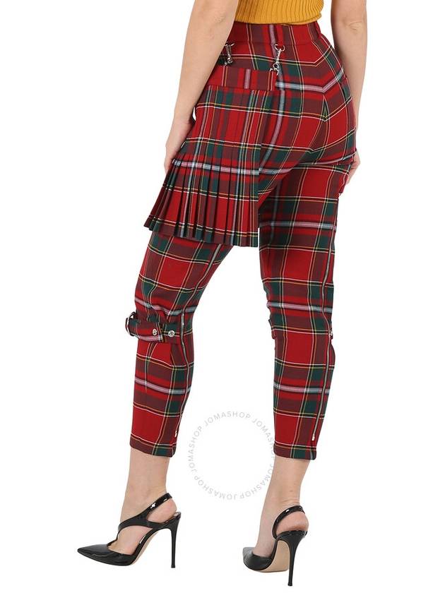 Burberry Ladies Bright Red Royal Tartan Punk Trousers, Brand Size 6  (US Size 4) - BURBERRY - BALAAN 3