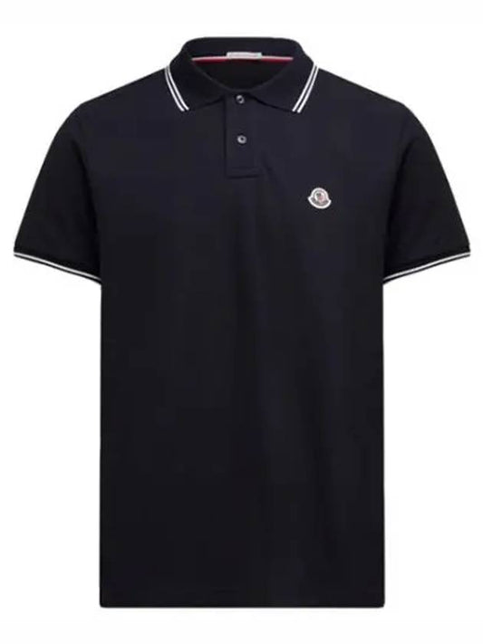 Logo Patch Short Sleeve Polo Shirt Navy - MONCLER - BALAAN 2