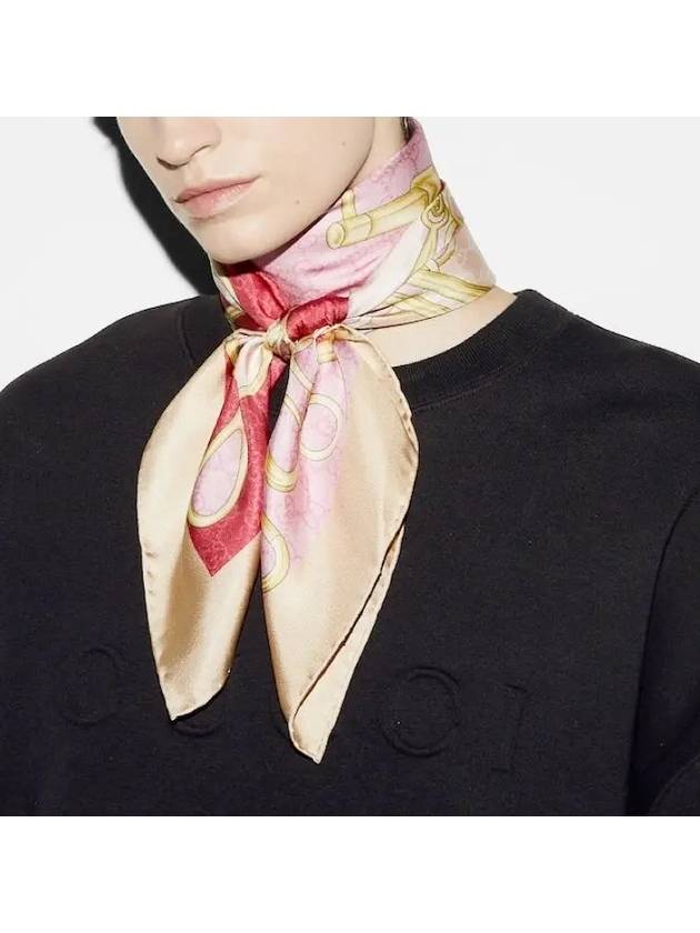 GG Horsebit Print Silk Scarf Pink - GUCCI - BALAAN 4