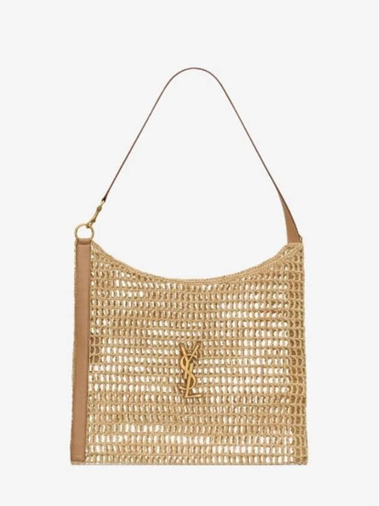 Vintage Gold Oxalis Raffia Crochet Vegetable Leather Tote Bag Natural Brown - SAINT LAURENT - BALAAN 2