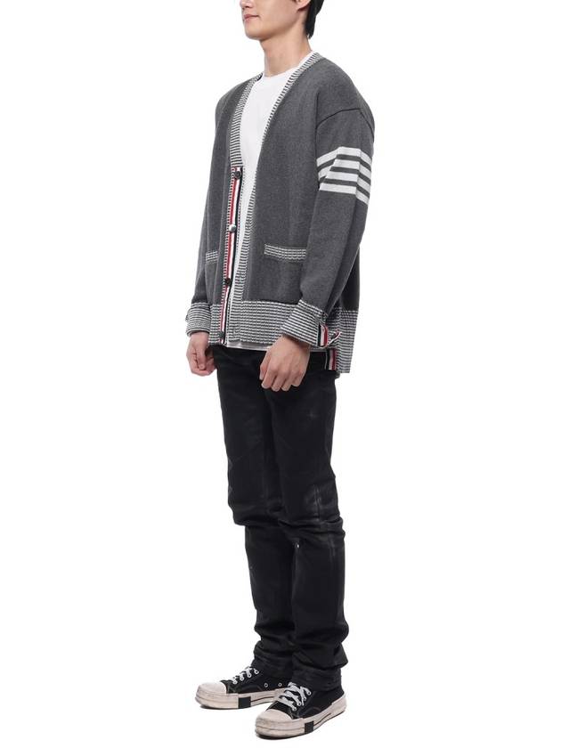 Hector Intarsia Cotton Cardigan Grey - THOM BROWNE - BALAAN 5