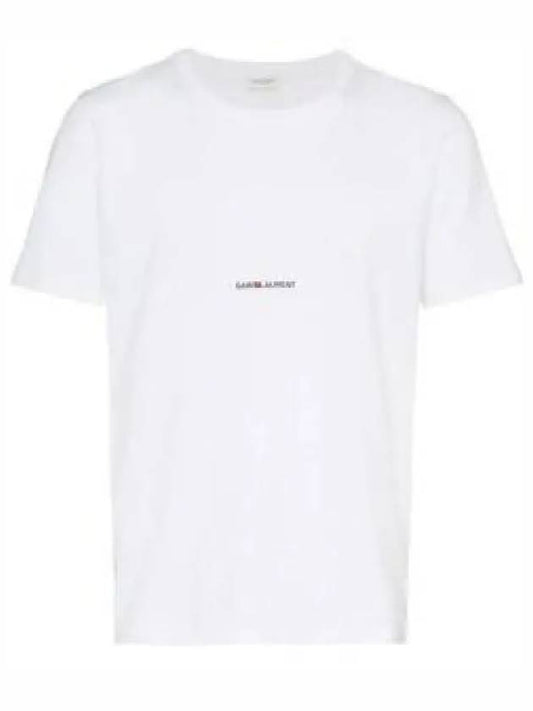 Men's Small Logo Short Sleeve T-Shirt White - SAINT LAURENT - BALAAN 2