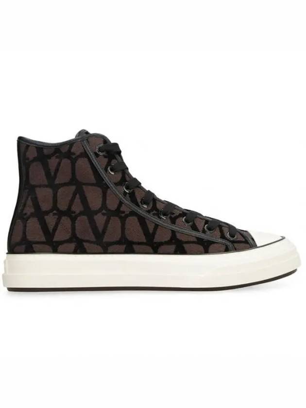 Men's Iconographe Canvas High Top Sneakers Brown - VALENTINO - BALAAN 2