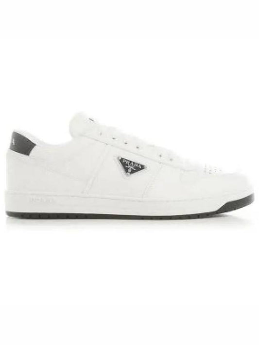 Downtown Triagle Logo Leather Low Top Sneakers White - PRADA - BALAAN 2