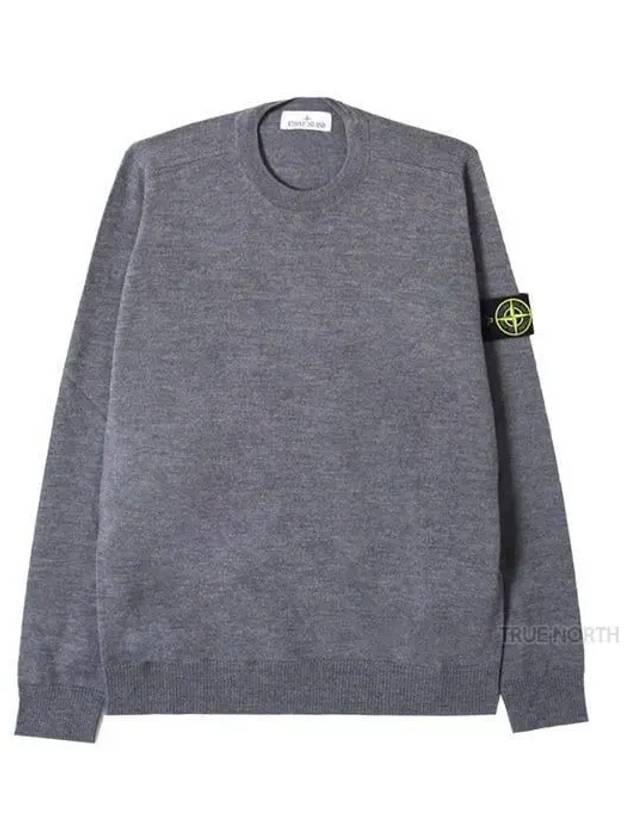 Regular Fit Crew Neck Wool Knit Top Grey - STONE ISLAND - BALAAN 2