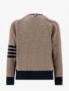 V-Neck 4-Bar Wool Cardigan Brown - THOM BROWNE - BALAAN 3