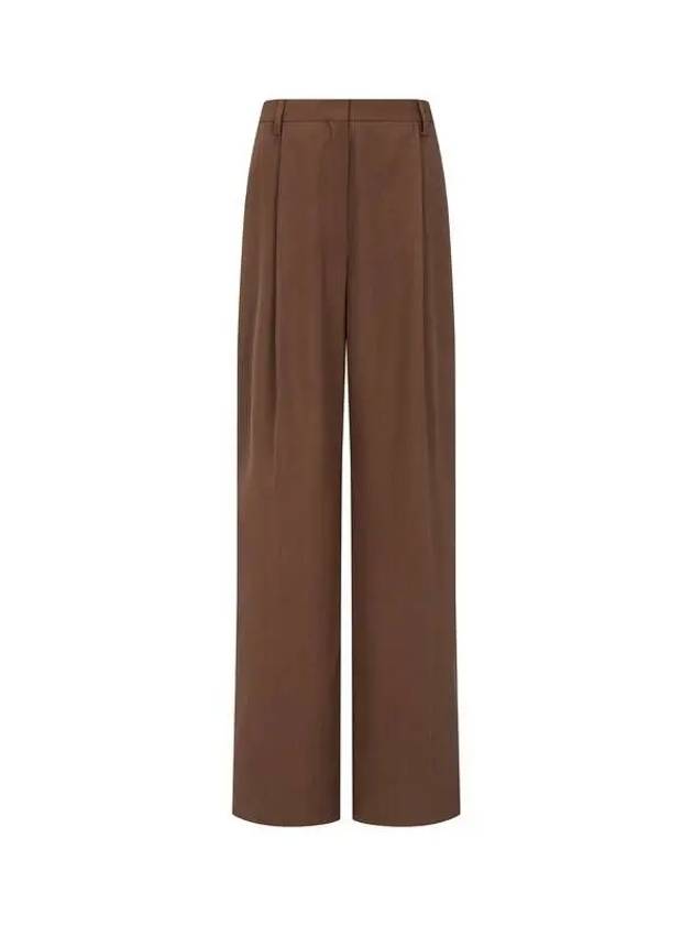 Women s One Tuck Wide Wool Pants Brown - DRIES VAN NOTEN - BALAAN 1