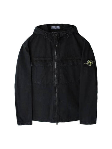 Wappen Old Effect Hooded Jacket Black - STONE ISLAND - BALAAN 1