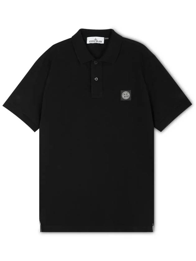 Logo Patch Polo Shirt Black - STONE ISLAND - BALAAN 4