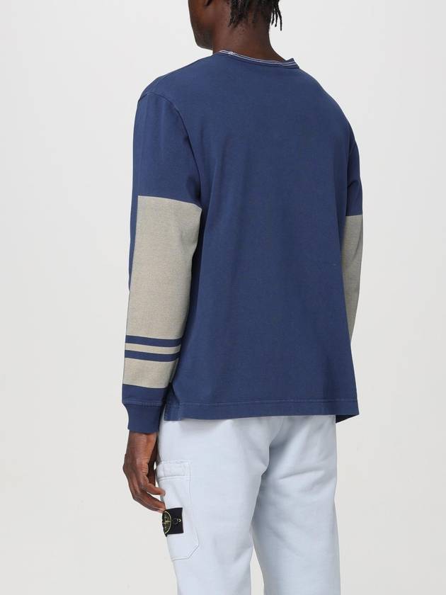 Logo Print Cotton Sweatshirt Blue - STONE ISLAND - BALAAN 4