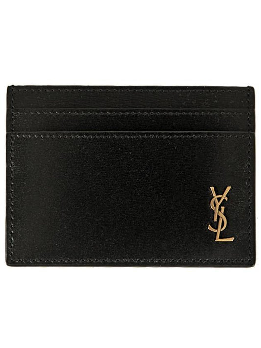 Tiny Monogram Shiny Leather Card Case Black - SAINT LAURENT - BALAAN 2