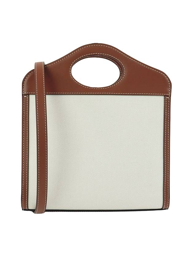 Mini Two-Tone Canvas And Leather Pocket Bag Natural Malt Brown - BURBERRY - BALAAN 3