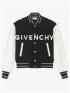 Logo Leather Wool Bomber Jacket Black - GIVENCHY - BALAAN 2