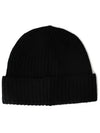 Logo Patch Rib Wool Beanie Black - STONE ISLAND - BALAAN 3