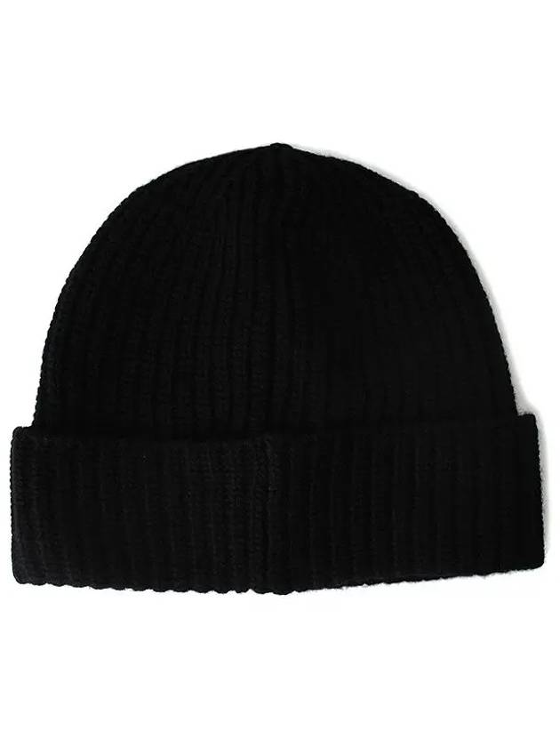 Logo Patch Rib Wool Beanie Black - STONE ISLAND - BALAAN 3