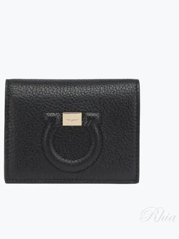 Gancini Logo Half Wallet Black - SALVATORE FERRAGAMO - BALAAN 2