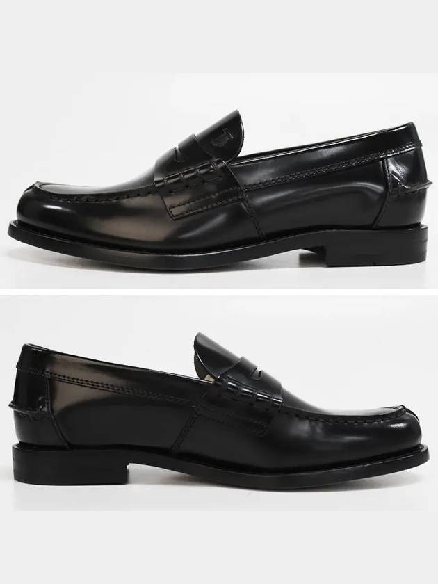 Stamped Monogram Semi-Shiny Leather Loafers Black - TOD'S - BALAAN 3