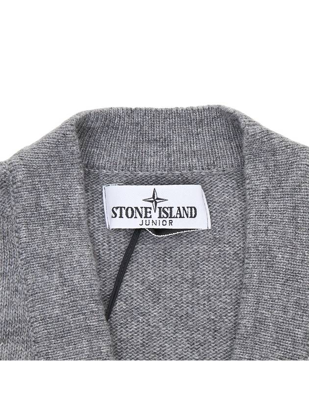 Kids Wappen Patch V-Neck Knit Cardigan Grey - STONE ISLAND - BALAAN 7