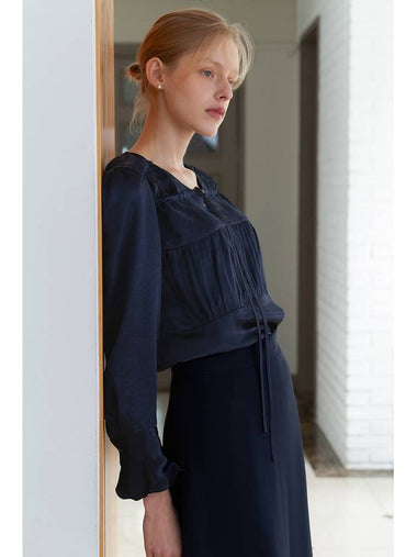 Balan Skyler shirring blouse navy - LUGNER - BALAAN 1