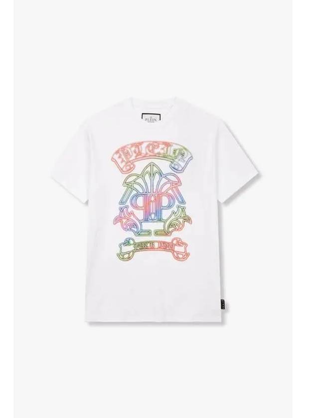 Men s Rainbow Hotfix Logo T Shirt White - PHILIPP PLEIN - BALAAN 1