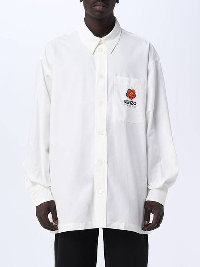 Boke Flower Embroidered Button Long Sleeve Shirt White - KENZO - BALAAN 2