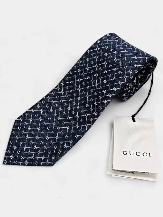 GG Dot Pattern Silk Tie Navy - GUCCI - BALAAN 6