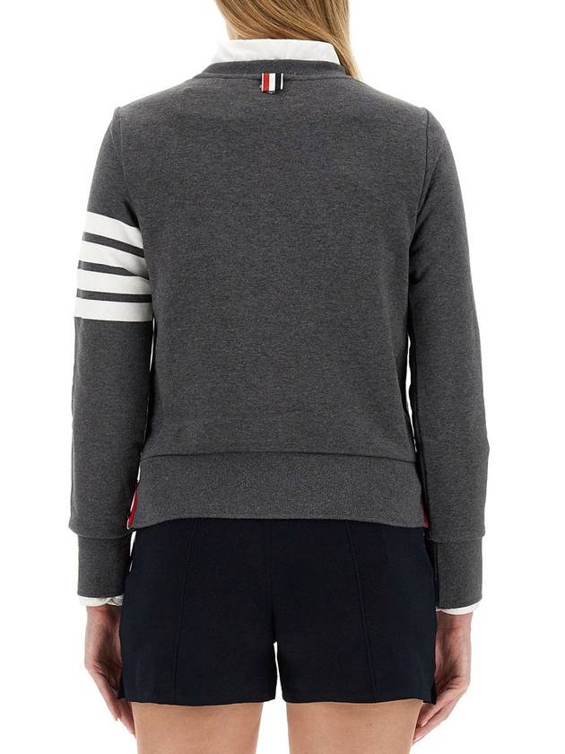 Engineered 4 Bar Stripe Loopback Jersey Knit Crewneck Sweatshirt Dark Grey - THOM BROWNE - BALAAN 4