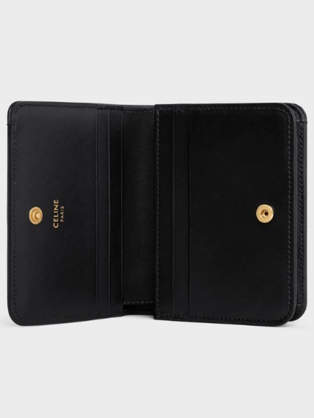 Triomphe Compact Shiny Calfskin Half Wallet Black - CELINE - BALAAN 5