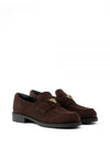 Triangle Logo Suede Loafers Dark Brown - PRADA - BALAAN 2