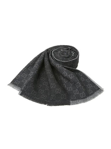 GG jacquard wool scarf black - GUCCI - BALAAN.