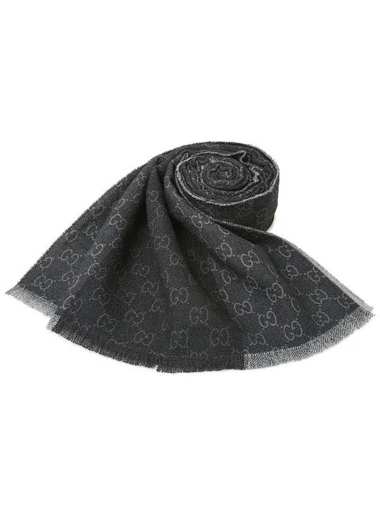 GG jacquard wool scarf black - GUCCI - BALAAN.