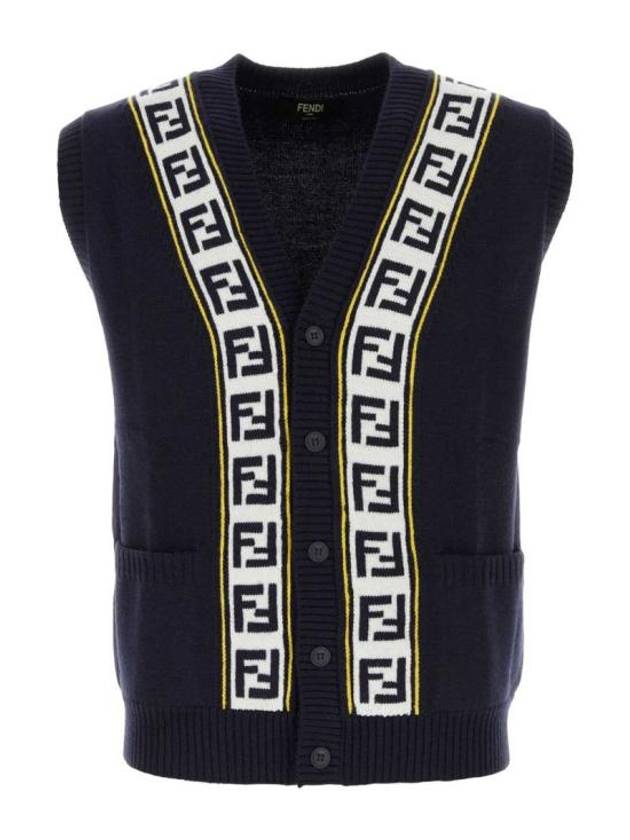 Logo Wool Knit Top Blue - FENDI - BALAAN 1