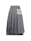 4 Bar Logo Plain Weave Wool Pleated Skirt Grey - THOM BROWNE - BALAAN 2