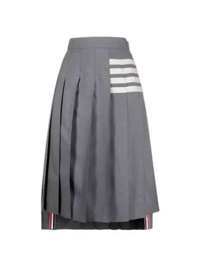 4 Bar Logo Plain Weave Wool Pleated Skirt Grey - THOM BROWNE - BALAAN 2