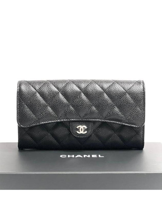 24 Years Classic Caviar Long Wallet Black Silver AP0241 Knockknock - CHANEL - BALAAN 1