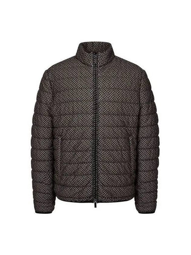 Men s zigzag pattern high neck padded jacket black - EMPORIO ARMANI - BALAAN 1