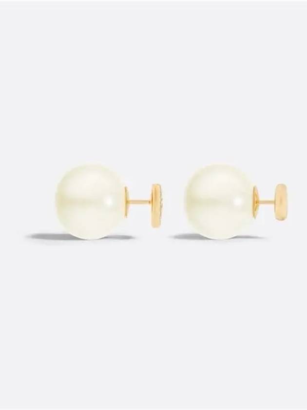 Tribales Finish Metal Resin Pearl Crystal Earrings Gold White - DIOR - BALAAN 4