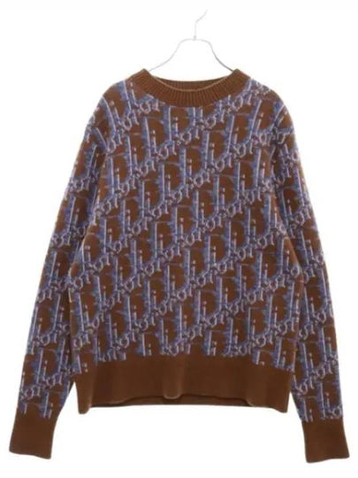 Oblique Wool Jacquard Knit Top Blue Brown - DIOR - BALAAN 2