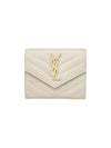 Cassandre Matelasse Compact Quilted Lambskin Half Wallet Blanc Vintage - SAINT LAURENT - BALAAN 1