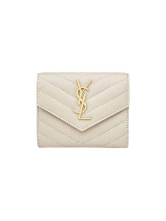 Cassandre Matelasse Compact Quilted Lambskin Half Wallet Blanc Vintage - SAINT LAURENT - BALAAN 1