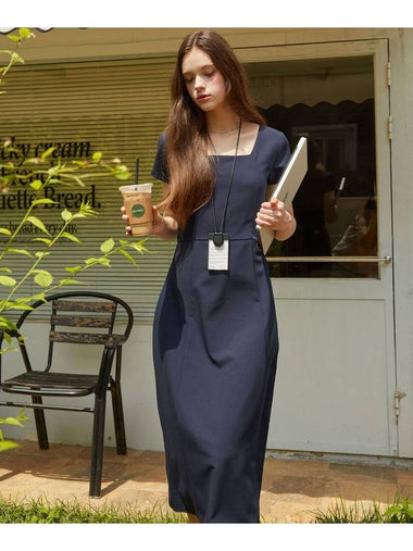 Lia square neck long dress navy - LAMARO - BALAAN 1