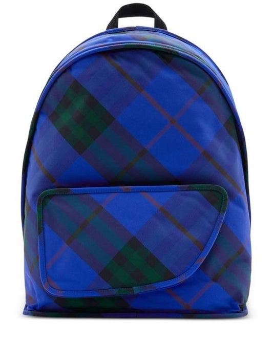 Shield Check Print Backpack Blue - BURBERRY - BALAAN 1