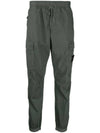 Stretch Cotton Tela Paracadute Cargo Straight Pants Dark Green - STONE ISLAND - BALAAN 1