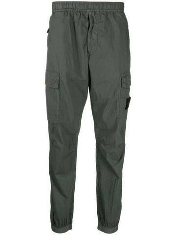 Stretch Cotton Tela Paracadute Cargo Straight Pants Dark Green - STONE ISLAND - BALAAN 1