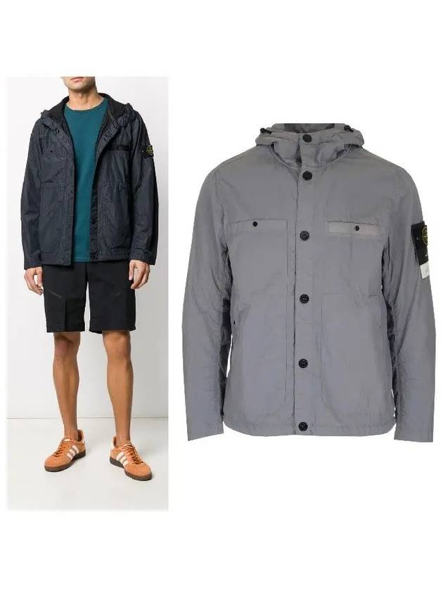 Wappen Patch Seersucker TC Hooded Jacket Dust Grey - STONE ISLAND - BALAAN 7