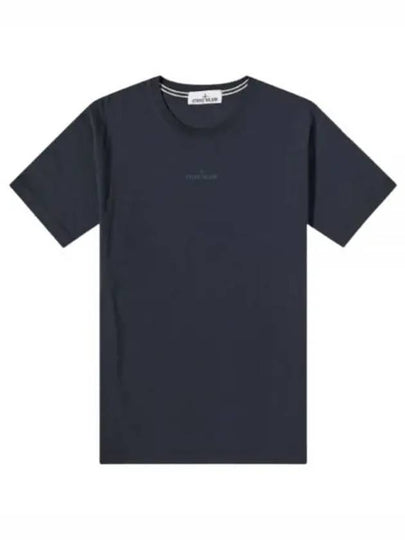 Small Logo Print Short Sleeve T-Shirt Navy - STONE ISLAND - BALAAN 2